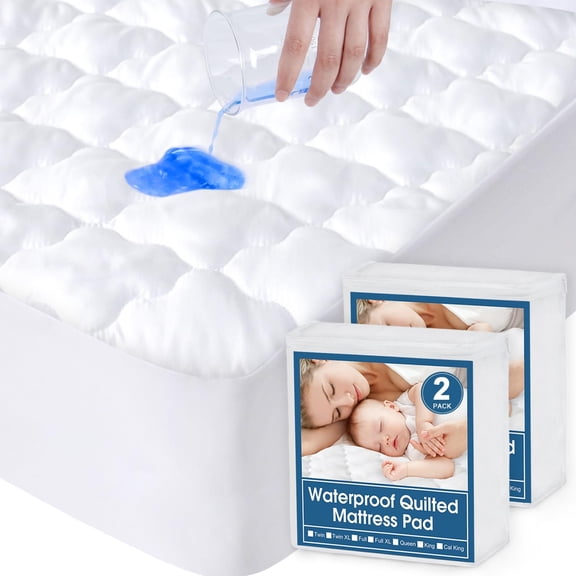 Waterproof 2 Pack Cot Mattress Pad Topper 30 x 75 Inches Breathable Protector for Camping Daybed Guest Bed