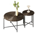 thumbnail image 1 of 2-Piece Table Set of Coffee and End Distressed Cylindrical for Modern Home Aesthetic, 1 of 6