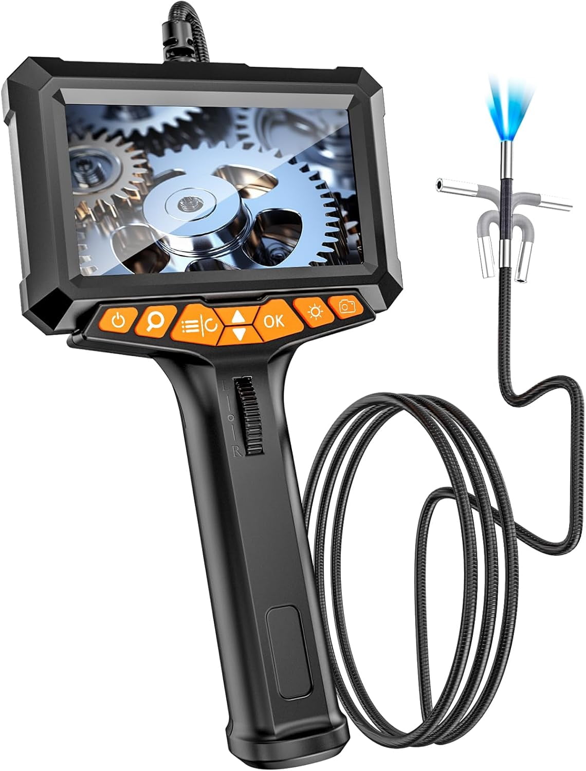 Engine Camera Waterproof 210° Two-way Articulating Borescope with 5