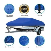 Waterproof 210D Heavy Duty Trailerable Boat Cover With Storage Bag Fits V-hull Boats Runabouts 17-19ft Blue