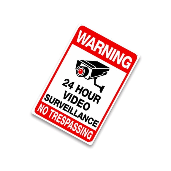 Waterproof 24 Hour Video Monitoring Sign CCTV Camera Sign Easy Mounting Tinplate Warning Sign for Safety
