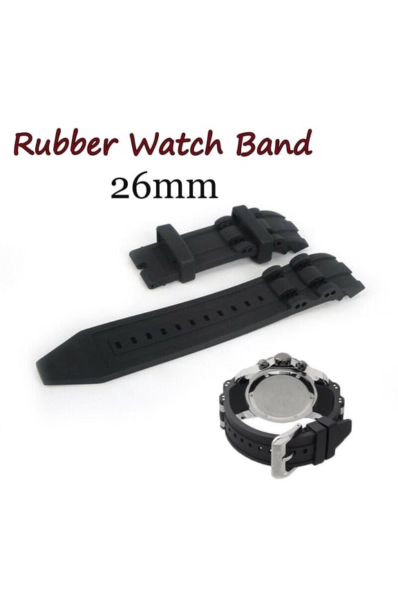 Waterproof 26mm Black Rubber Watch Band, Soft and Comfortable Strap,Adjustable Rubber Watch Band for Invicta Pro Drive
