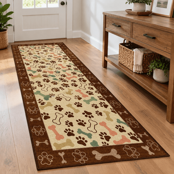 Dc Runner Waterproof 2x8 Runner Rug Non Slip Floor Runners For Dogs Beige Paws ...