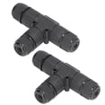 thumbnail image 1 of Waterproof 3-Way T-Type Junction Box Connectors for Outdoor LED Power, 2 Pieces, 3-Wire Connection, 1 of 8