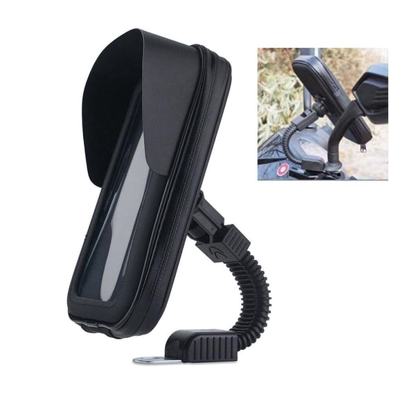 Waterproof 360 Rotatable Bike Phone Holder Bag with Sun Visor for Motorcycle Handlebar - Secure Mount for Navigation & Calls