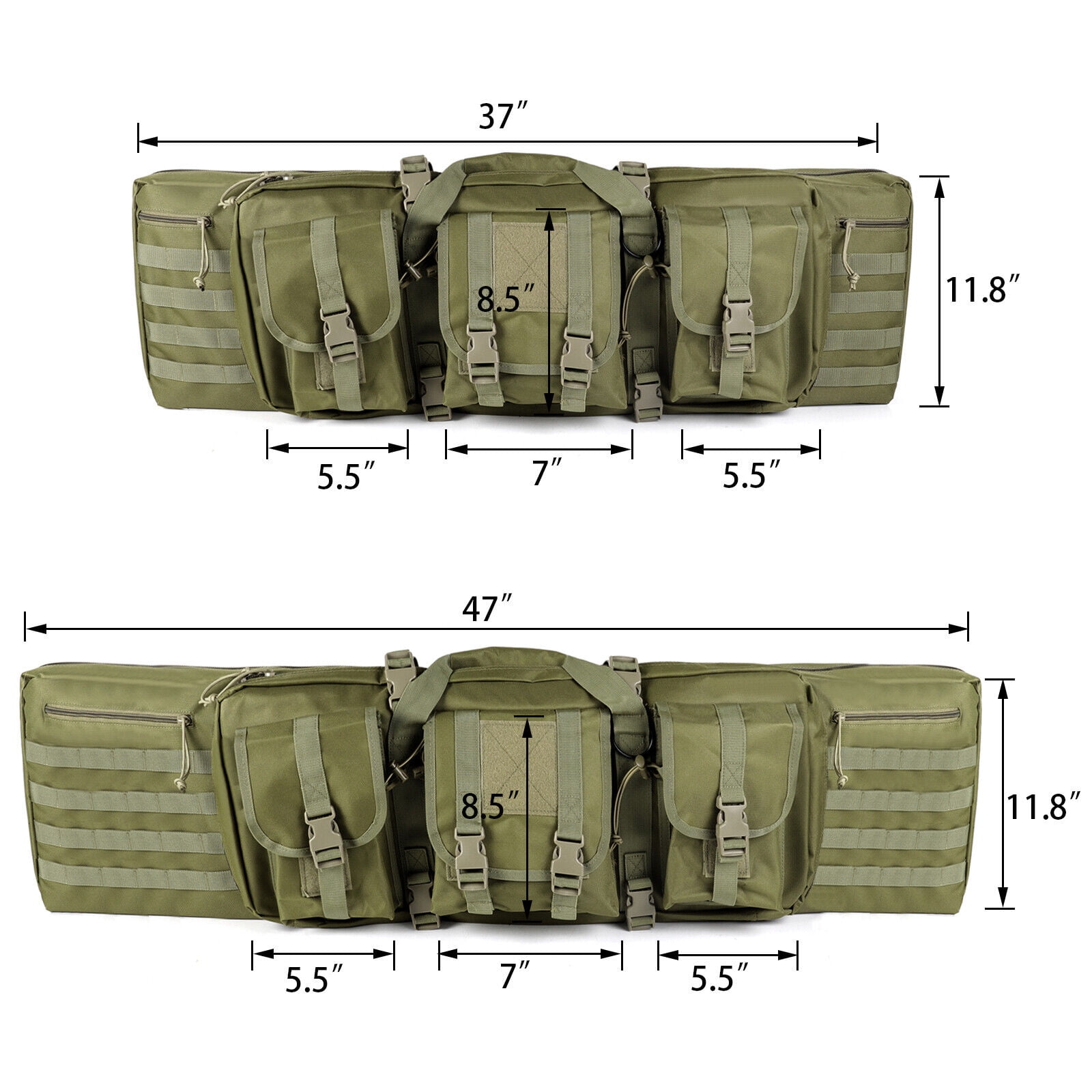 Waterproof 37/47" Tactical Double Rifle Bag Backpack Carbine Gun Range