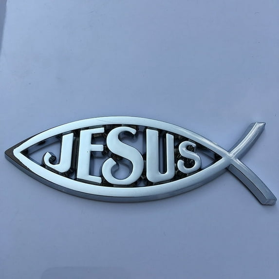 Waterproof 3D Jesus Fish Plastic Self Adhesive Sticker Car Sticker Decals DIY Car Decoration Word 140x45mm