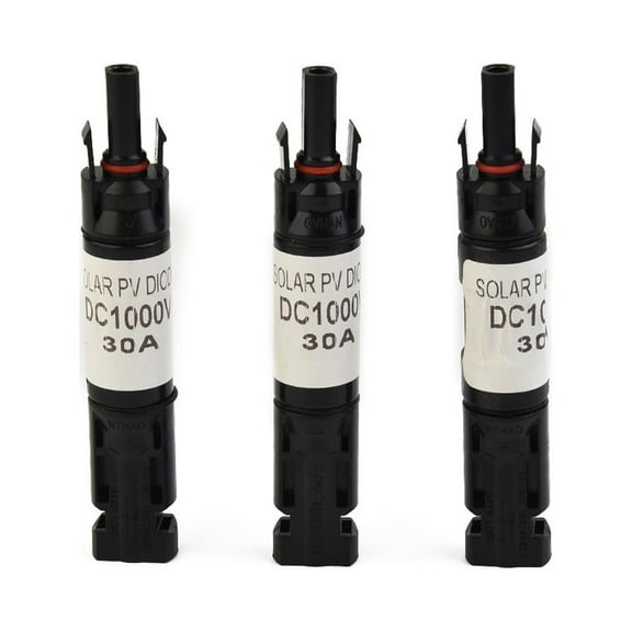 Waterproof 3Pcs Solar Panel Cable Blocking Diode Waterproof Connector 10A Male/Female Plug/Socket Rated Voltage 1000V