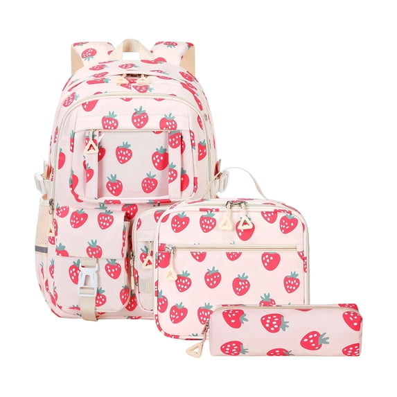 Waterproof 3pcs Girls Backpack Set with Lunch Box Pencil Bag for Elementary Middle School Travel Camping