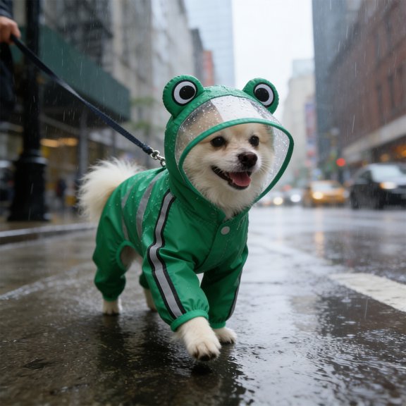 Waterproof 4 Leg Pet Raincoat Hooded Jacket - Windproof Outdoor Reflective Pet Apparel, Packable Rain Coat for Wet Weather Walks for Dogs Cats