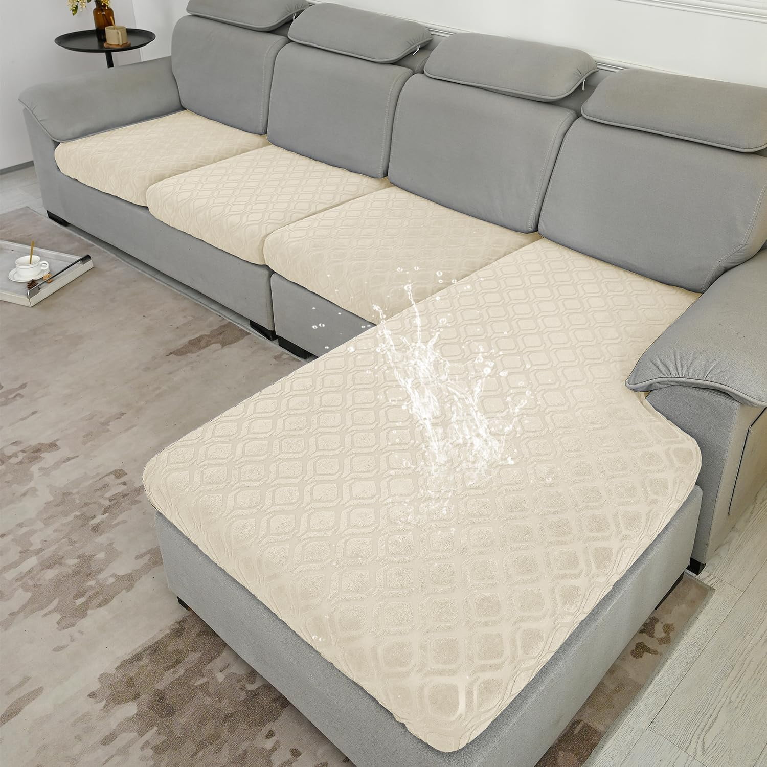 Waterproof 4 Pieces Couch Cushion Covers for Sectional Sofa, L Shape ...