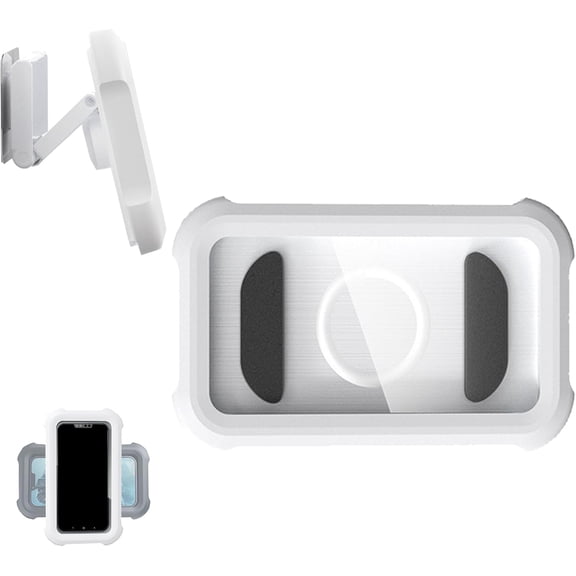 Waterproof 480° Shower Phone Holder – Wall & Bathtub Mount, Retractable Adjustable Shower Case, Turn Your Shower or Bath Into Entertainment Time with The Bathroom Wall Phone Mount Stand (White)