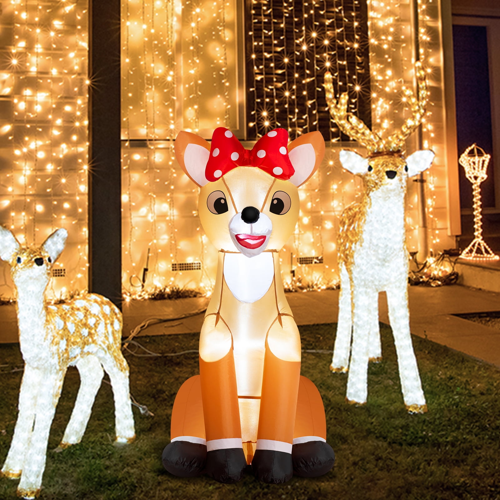 Waterproof 4FT Blow up Reindeer Christmas Xmas Inflatables Decorations