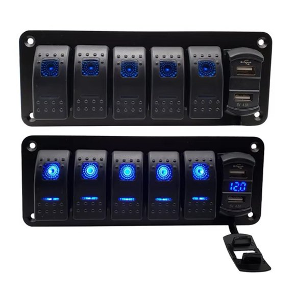 Waterproof 5 6 8 Gang Rocker Switch Panel Led Light For Car Marine Boat 12V 24V
