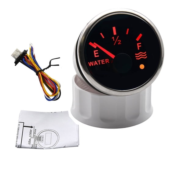 Waterproof 52mm Fuel Level Gauge 0-190/240-33ohm With Low Warning Light For Cat Boat Fuel Indicator Water Level Meter Red LED ,High Precision