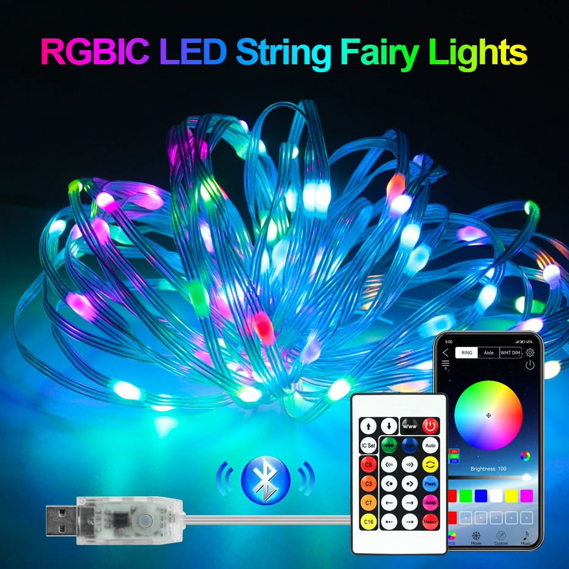 Waterproof 5M 10M Smart Bluetooth RGBIC Ws2812b Led Strip Lights