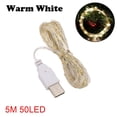 thumbnail image 1 of Waterproof 5V White Colorful Copper Silver Wire Fairy Light Garland Light LED String Light USB WARM WHITE-5M 50LED, 1 of 1