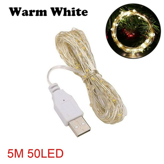 Waterproof 5V White Colorful Copper Silver Wire Fairy Light Garland Light LED String Light USB WARM WHITE-5M 50LED