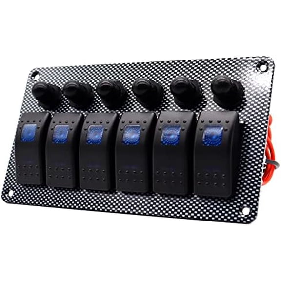 Waterproof 6 Gang Marine Boat ON/Off Rocker Toggle Switch Panel with Circuit Breaker Overload Protection for 12V/24V Car RV Truck Marine Boat, IP66$$Watercraft