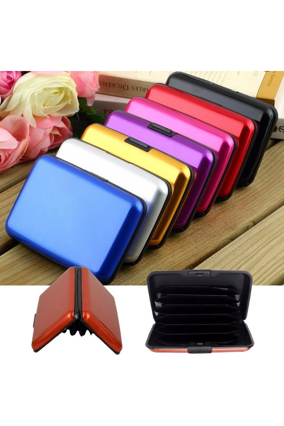 Waterproof 6 Slots RFID Blocking Credit Card Protector Aluminum ID Case Hard Shell Business Card Holder Metal Wallet for Men or Women