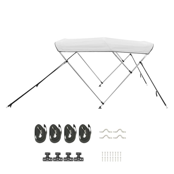 Waterproof 600D Polyester Boat Bimini Top,6-Foot Sun Shade Canopy with Aluminum Frame,Storage Bag,and Straps for Marine Protection