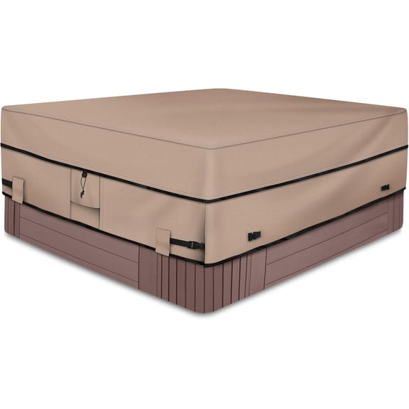 Waterproof 600D Polyester Square Hot Tub Cover Outdoor SPA Covers 85 x 85 inch