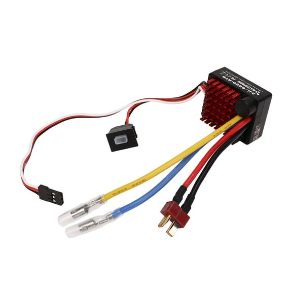 Waterproof 60A Brushed ESC for RC Cars and Boats Voltage and Temperature Protection, Aluminum Alloy+Plastic