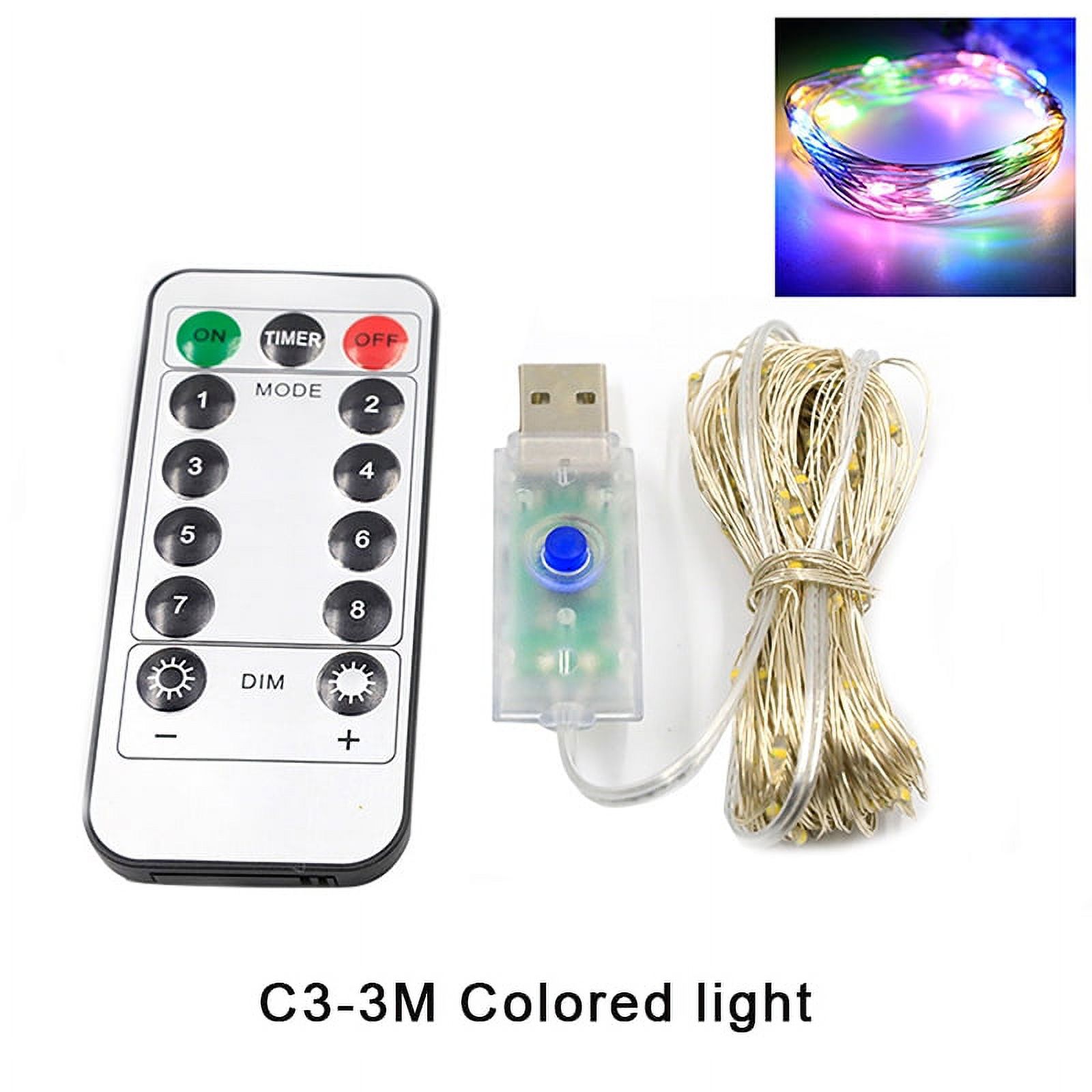 Waterproof 8 Mode LED Copper Wire String Lights Fairy Wreath Christmas Lights Outdoor Remote