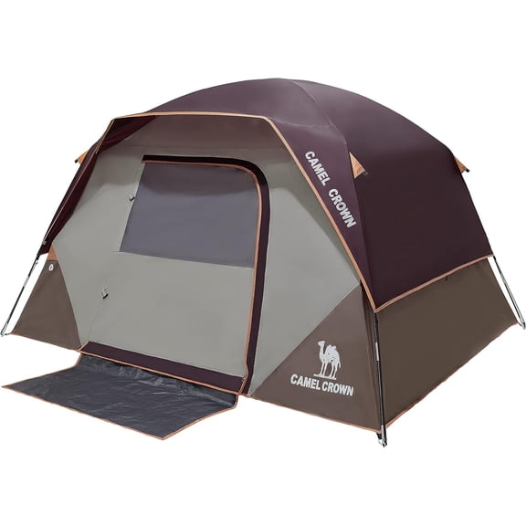 Waterproof 8-Person Wine Red Camping Tent for Family Hiking and Backpacking