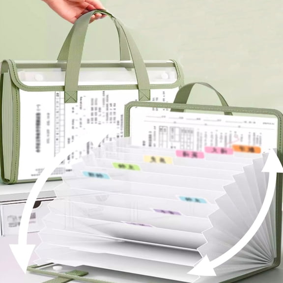 Waterproof A4 Document Organizer – 13-Compartment File Bag with Locking Clips, 800+ Sheet Capacity for , Office & Travel (12.8x10.24in, Spring Green Edition) Green