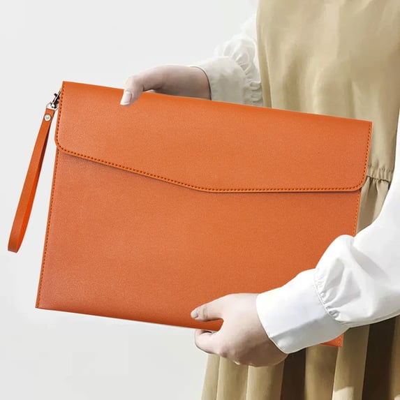 Waterproof A4 File Folder with Removable Hand Strap, Leather Document Case and Pouch for Office School and Travel, Durable Envelope for Storage