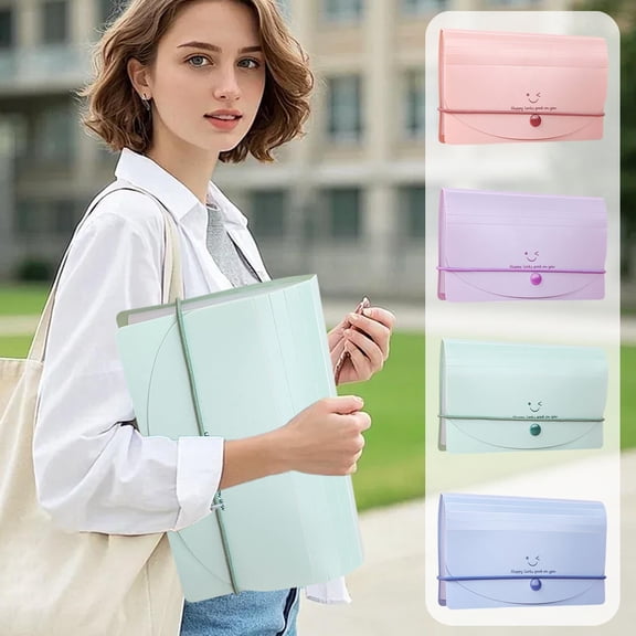 Waterproof A6 Document Organizer with 13 Compartments and Smiling Face Design, Portable Receipt and Document Storage Pouch
