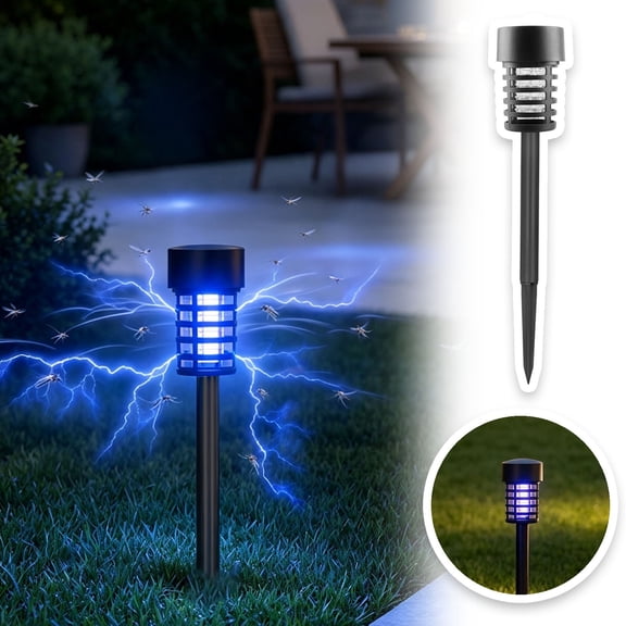 Waterproof ABS Solar Bug Zapper Outdoor, Portable Solar Mosquito Trap Repels Flies Gnats Small Flying Bugs, Solar Fly Killer Light for Patio Backyard Garden