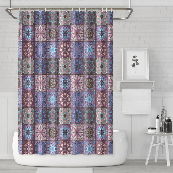Waterproof Abstract Patchwork Pattern Shower Curtain 72x72 Inch Boho Style Polyester Unique Shower Curtain for Bathroom Hotel Home Decor with 12 Plastic Hooks