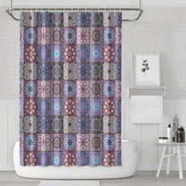 Waterproof Abstract Patchwork Pattern Shower Curtain 72x72 Inch Boho Style Polyester Unique Shower Curtain for Bathroom Hotel Home Decor with 12 Plastic Hooks
