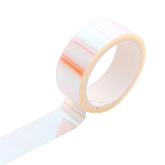 Waterproof Adhesive Tape, Cool Colorful Laser Gradient Decorative Duct Tape for DIY Crafts Scrapbooking Journaling Home Repairs Gift Wrapping Projects, White