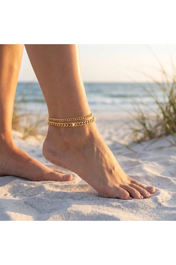 Waterproof Adjustable Ankle Bracelets for Women, 14K Gold & Silver Plated Non Tarnish Anklets Set, Stylish Daily Jewelry Gifts