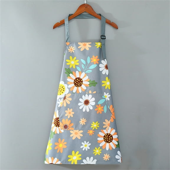 Waterproof Adjustable Kitchen Apron for Cooking Baking Cleaning Gardening, Durable Plastic Protective Coverall with Cute Design & Neck Strap Yellow