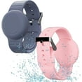 thumbnail image 1 of Waterproof Air Tag Bracelet for Kids, Soft Silicone Air Tag Hidden Wristband, Lightweight GPS Tracker (Grey Blue & Pink), 1 of 7