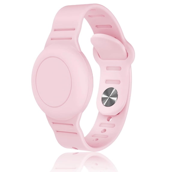 Waterproof AirTag Bracelet for Kids, Hidden Silicone Wristband for AirTag, GPS Tracker Case for Air Tag Holder Strap Band for Child Toddler, Secure Anti-Loss Protection, Pink