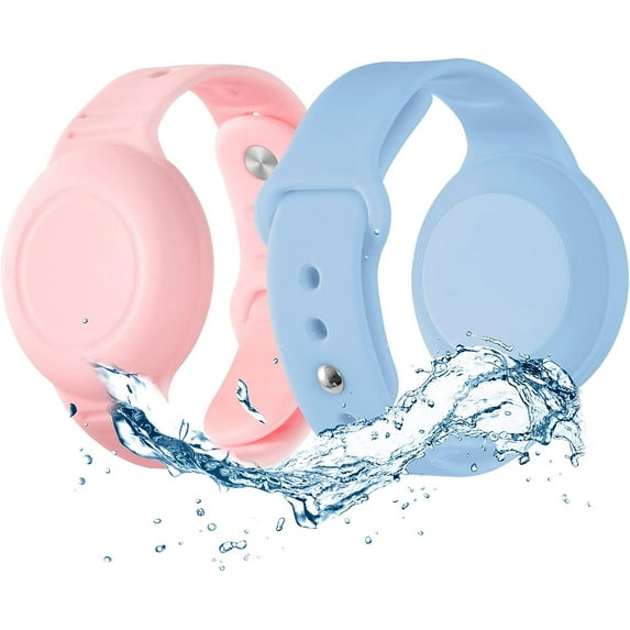 Waterproof Airtag Bracelet for Kids(2 Pack) - Soft Silicone Air tag Wristband Kids Full Case Cover Compatible with Apple Airtag, Lightweight GPS Tracker Holder for Kids