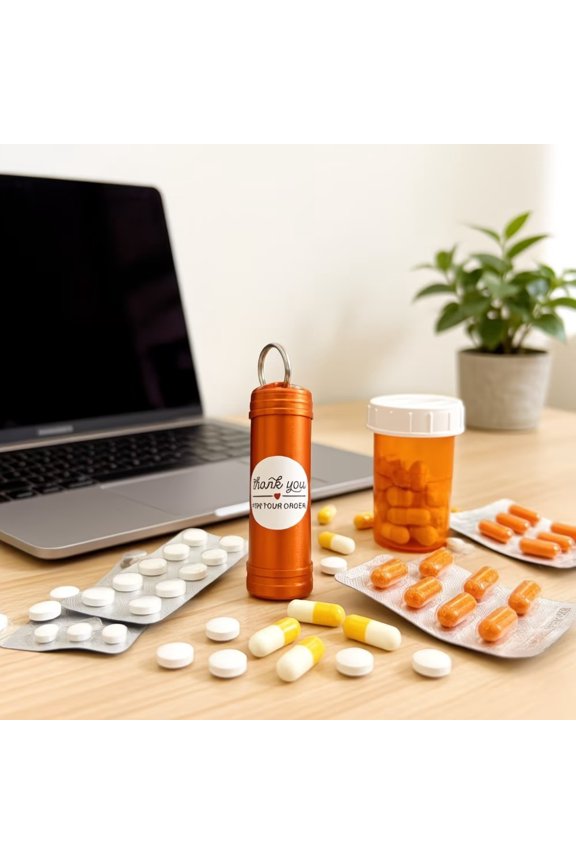 Waterproof Aluminum Keychain Pill Bottle for Camping Survival Medicine Container