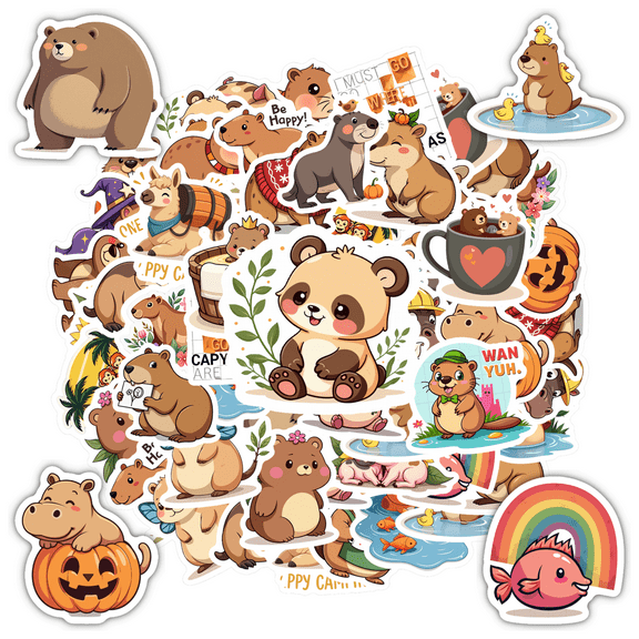 Waterproof Animal Stickers PVC Capybara Kids Stickers for Luggage Phone Laptop