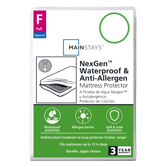 Waterproof Anti-Allergen Zippered Mattress Protector, Full
