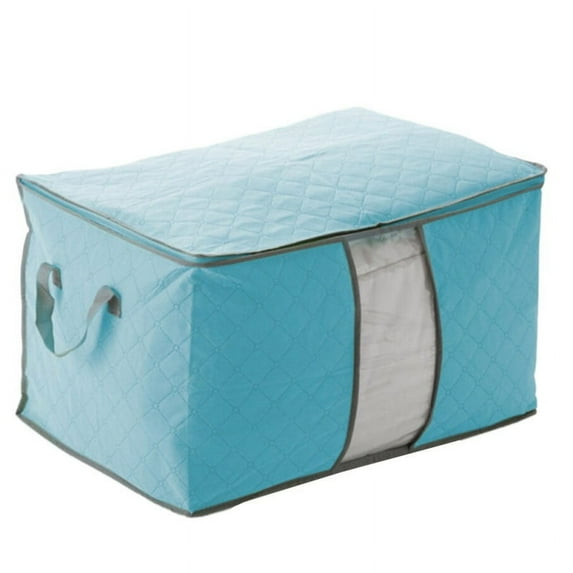 Waterproof Anti-Mold Moisture Proof Clothes Storage Container Zipper Bag with Clear Window Carry Handles for Blanket Comforter Bedding, Closet Storage Boxes