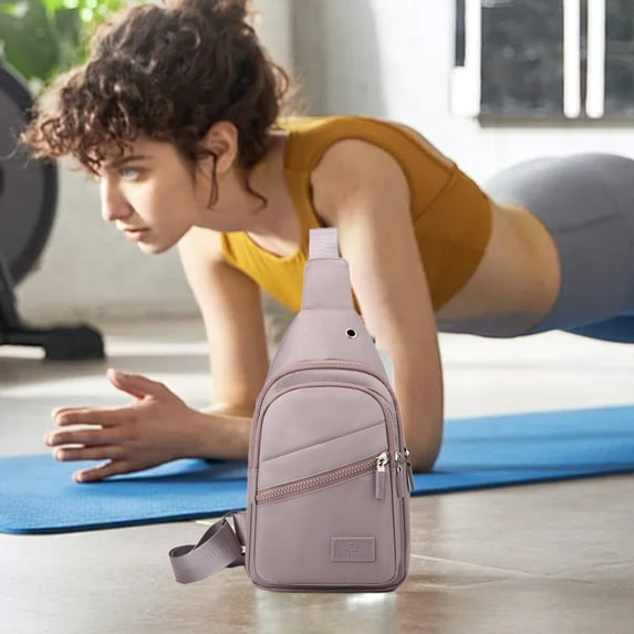 Waterproof Anti-Theft Chest Sling Bag with USB Charging for Travel and Hiking, Large Storage Compartments, Nylon Material, 30x17x9cm