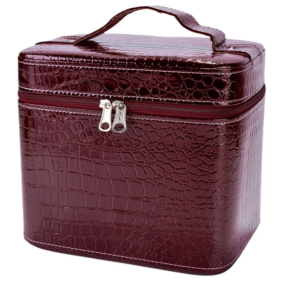 Waterproof Antifouling Cosmetic Boxes, Coofit Faux Leather Travel Cosmetic Tool Bag Makeup Case Jewelry Storage Organizer for Women Girl(Red)