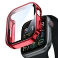 thumbnail image 1 of Waterproof Apple Watch Screen Protector Case Series 6/5/4/SE 44mm Accessories, iWatch Protective PC Face Cover Built-in Tempered Glass Film, Sweatproof Bumper for Women Men, 44 mm, Red, 1 of 11