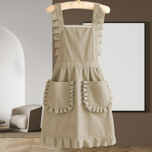 Waterproof Apron under $5! CQCYD Waterproof Kitchen Apron, Corduroy Bib Apron with Pockets, Cooking Baking Smock, Restaurant Work Apron, Home Chef Protective Wear