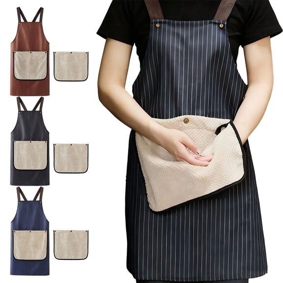 Waterproof Apron Kitchen Apron with Detachable Hand Towel, Oil-resistant Cooking Smock for Adults, Breathable Lining and Adjustable Straps for Comfortable All-day Wear, Topliu